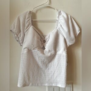 No Boundaries pucker knit keyhole top (juniors size 19) NWT